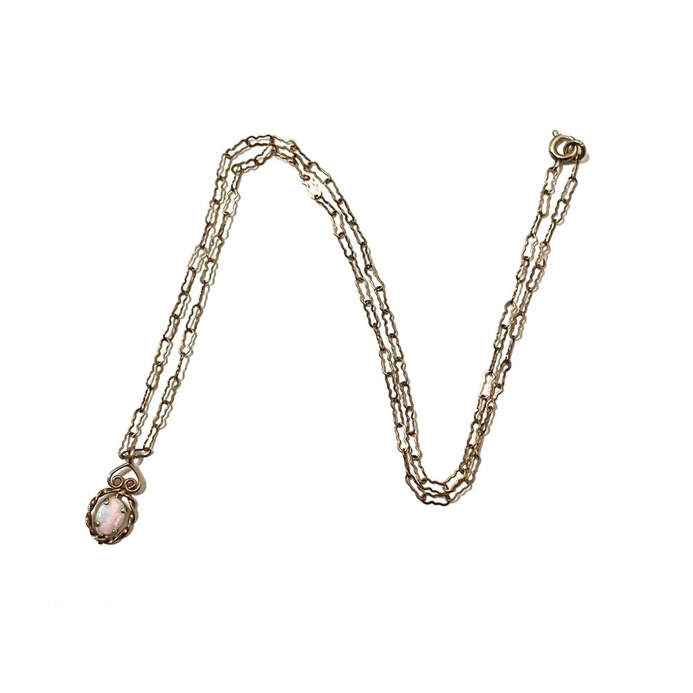 Vintage Gold Filled Opal Necklace 18”